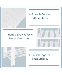 Bamboo Shoe Rack Bench 3-Tier Storage Shelf Holder Home Entryway Hallway