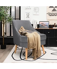 Costway Accent Chair Velvet Upholstered Single Sofa with Legs