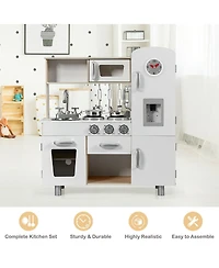 Vintage Play Kitchen Pretend Kids Cooking Playset Toys w/Water Dispense