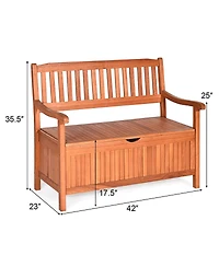 42'' Storage Bench Deck Box Solid Wood Seating Container Tools Toys
