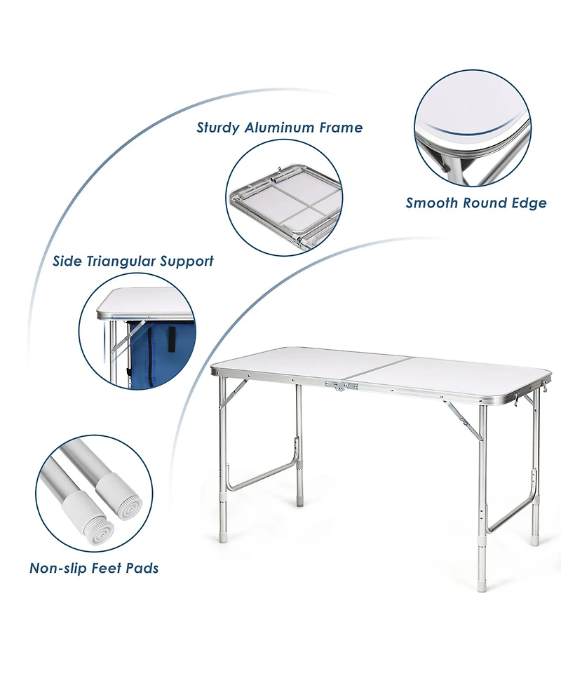 Adjustable Camping Table Aluminum w/ Storage Organizer