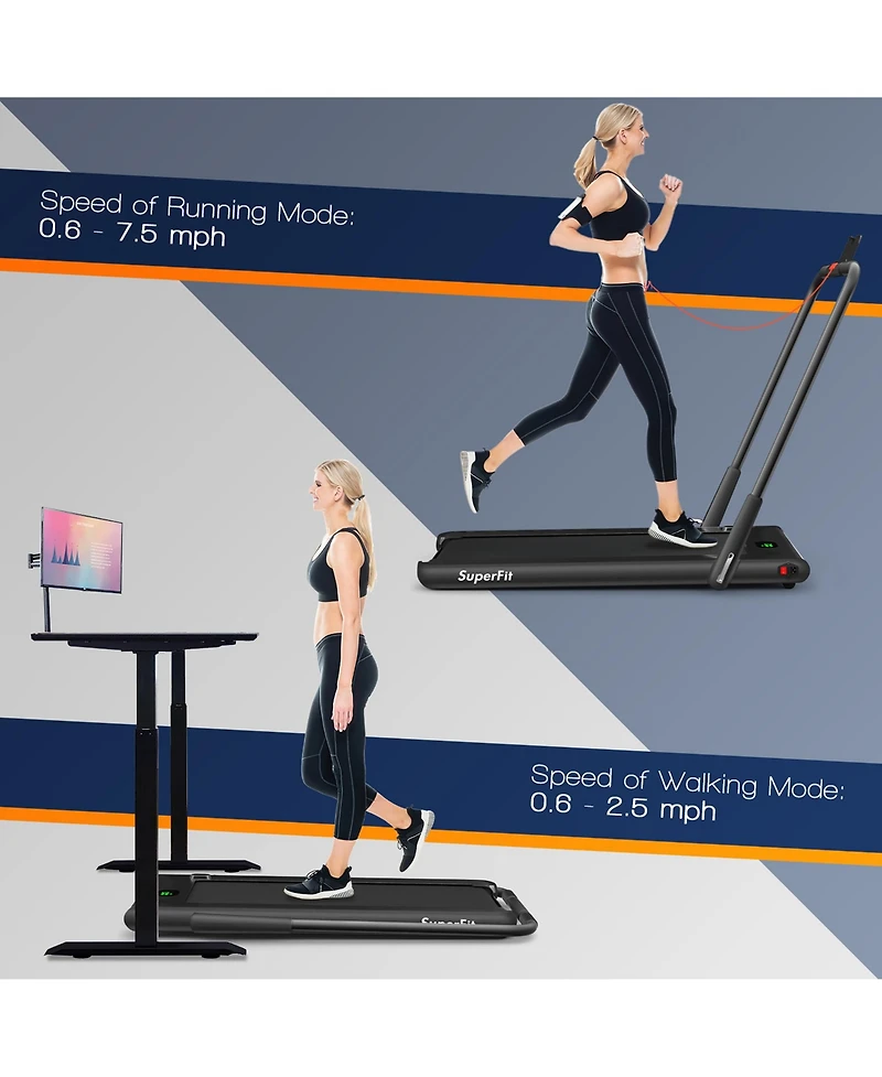 2.25HP 2-in-1 Folding Under Desk Treadmill Speaker Remote Control
