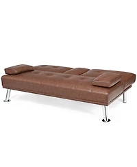 Convertible Folding Futon Sofa Bed Leather