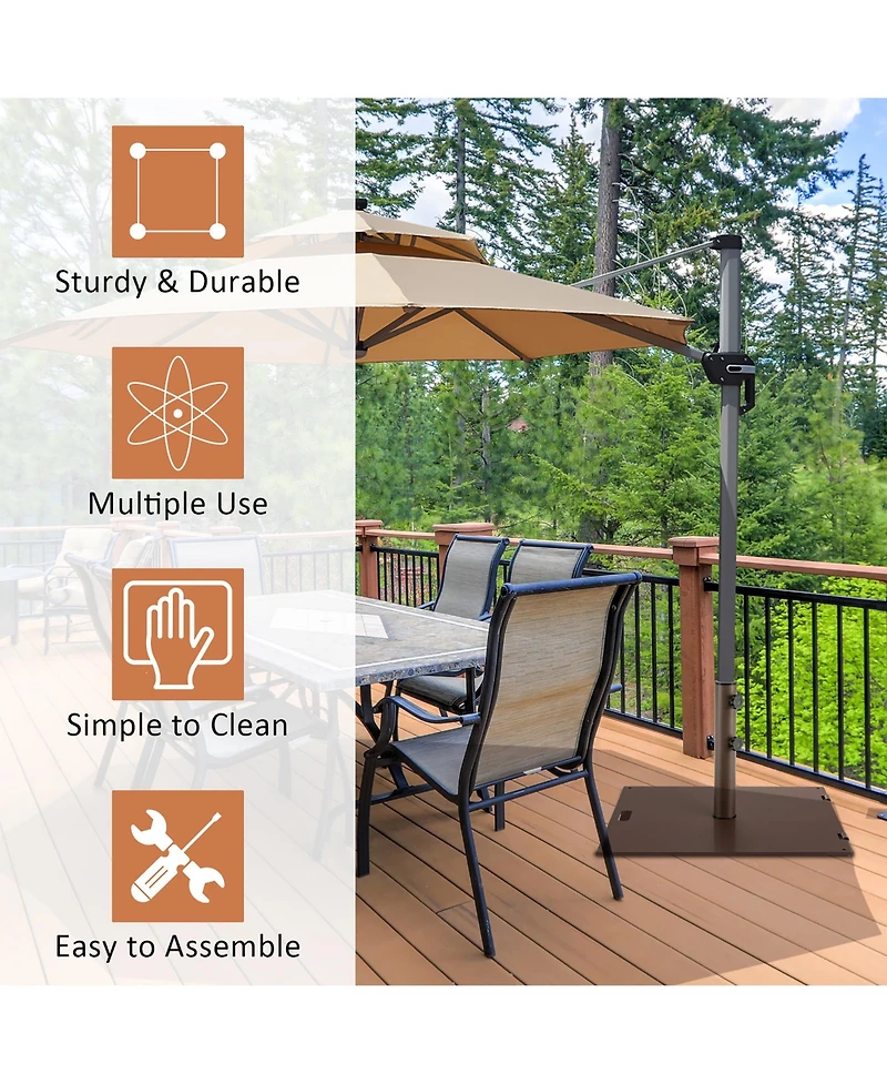 50LBS Patio Square Umbrella Base Stand Market Umbrellas Handle Wheels