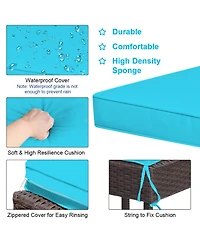 Costway 3PCS Patio Rattan Wicker Bar Table Stools Dining Set Cushioned Chairs