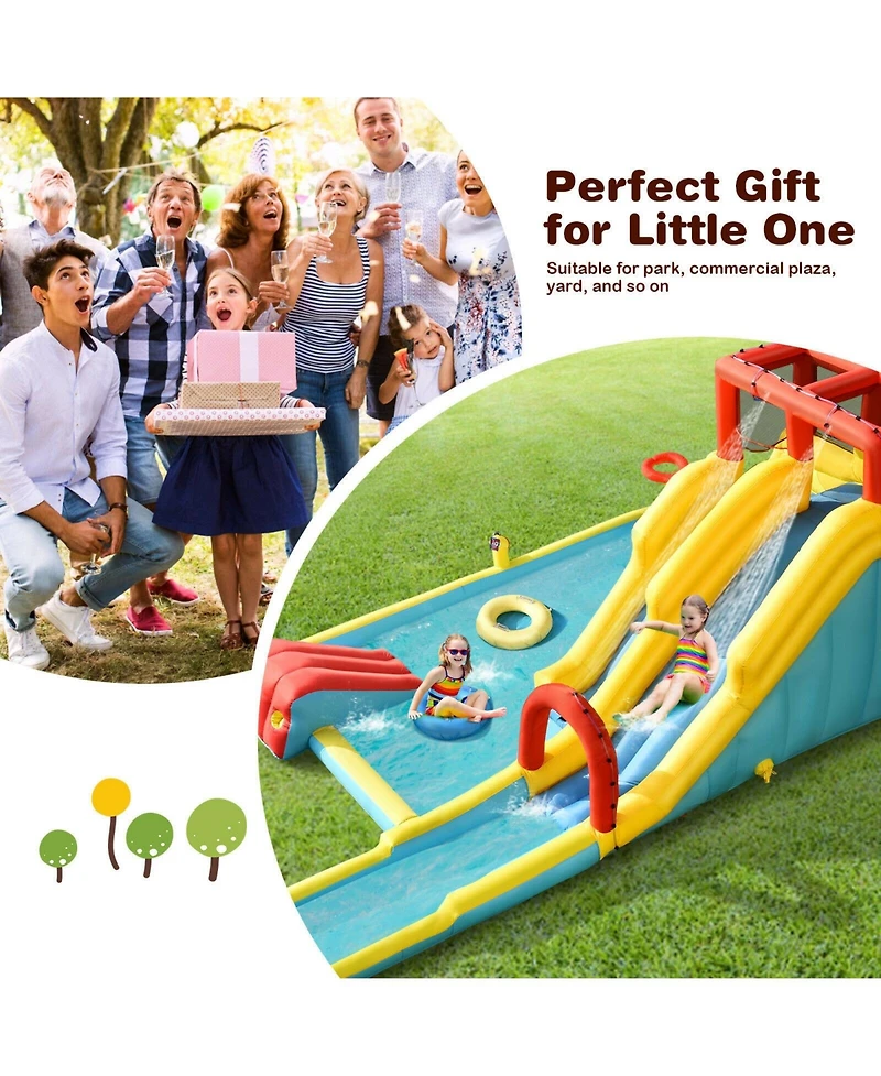 7-in-1 Inflatable Dual Slide Water Park Bounce House Without Blower
