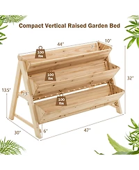 3 Tier Wooden Vertical Raised Garden Bed with Storage Shelf