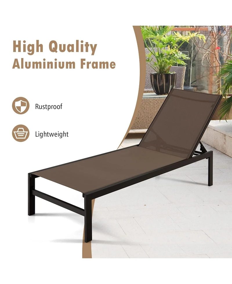 Inolait Sugift 6-Position Chaise Lounge Chairs with Rustproof Aluminium Frame
