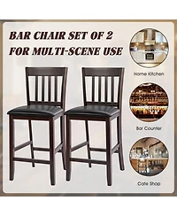 Sugift 25 Inches Set of 2 Bar Stools with Rubber Wood Legs