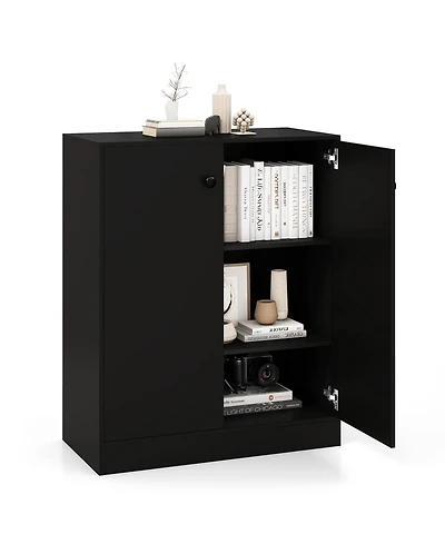 2-Door Storage Cabinet Freestanding Storage Organizer with 3-Tier Shelf Entryway