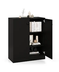 2-Door Storage Cabinet Freestanding Storage Organizer with 3-Tier Shelf Entryway