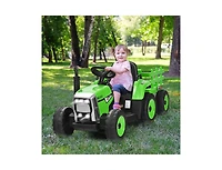 Slickblue 12V Ride on Tractor with 3-Gear-Shift Ground Loader for Kids 3+ Years Old