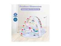 Slickblue Baby Play Gym Mat 7-in-1 Tummy Time Activity Mat with 5 Detachable Toys-Multicolor