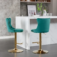 Streamdale Furniture Adjustable Swivel Velvet Bar Stools Set of 2