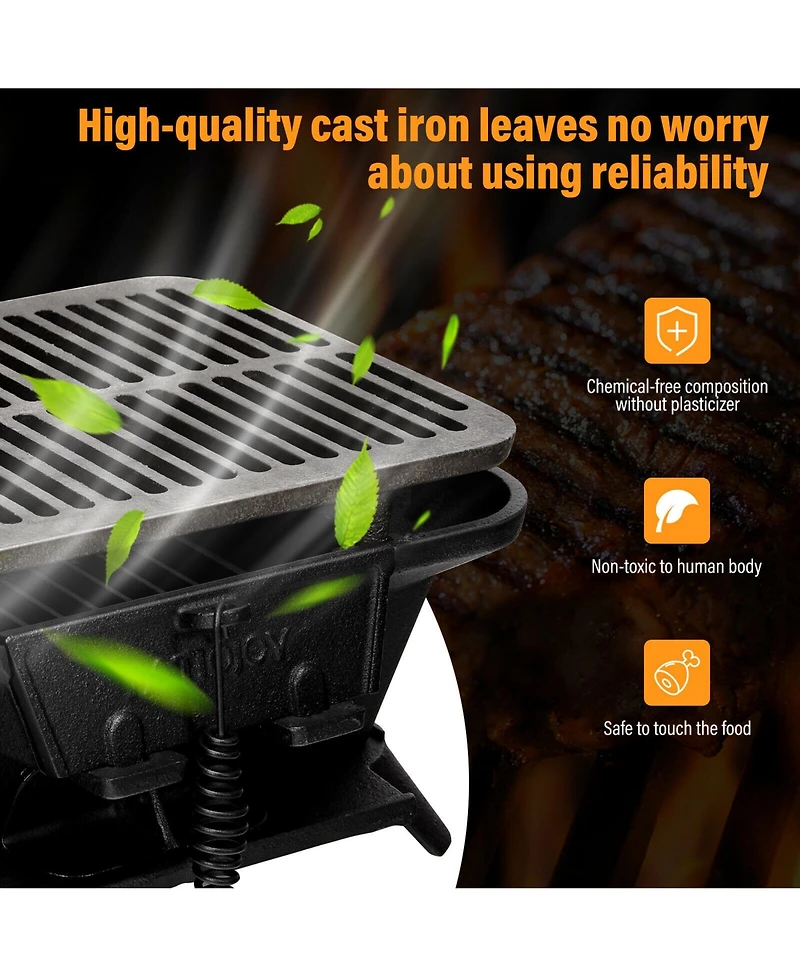 Heavy Duty Cast Iron Charcoal Grill Tabletop Bbq Grill Stove for Camping Picnic
