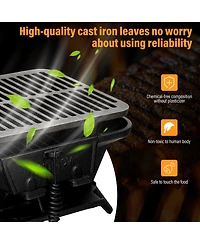 Heavy Duty Cast Iron Charcoal Grill Tabletop Bbq Grill Stove for Camping Picnic