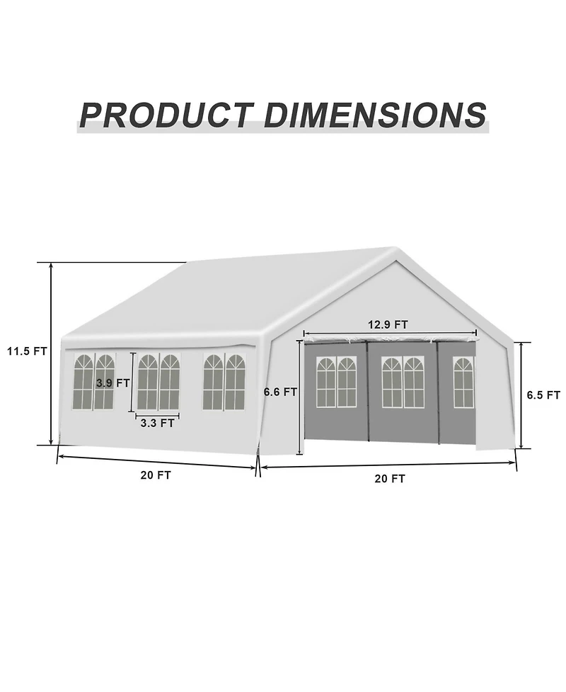 Aoodor x 20 Ft. Marquee Party Tent with Church Window Sidewalls ,Waterproof Pavillion Tent ,Outdoor Event Tent,Wedding Party Tent