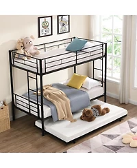 Simplie Fun Metal Bunk Bed With Trundle Black