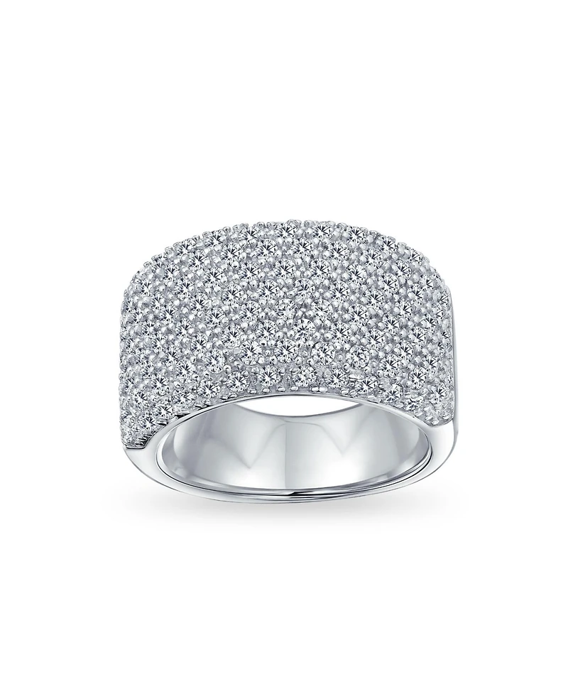 Bling Jewelry Micro Pave Cubic Zirconia Cocktail Wide Cz Statement 1/2 Eternity Band Ring Rose Gold Plated .925 Sterling Silver