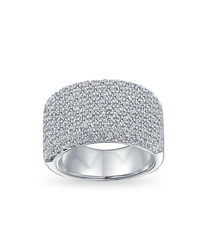 Bling Jewelry Micro Pave Cubic Zirconia Cocktail Wide Cz Statement 1/2 Eternity Band Ring Rose Gold Plated .925 Sterling Silver