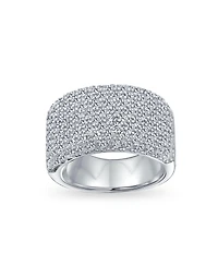 Bling Jewelry Micro Pave Cubic Zirconia Cocktail Wide Cz Statement 1/2 Eternity Band Ring Rose Gold Plated .925 Sterling Silver