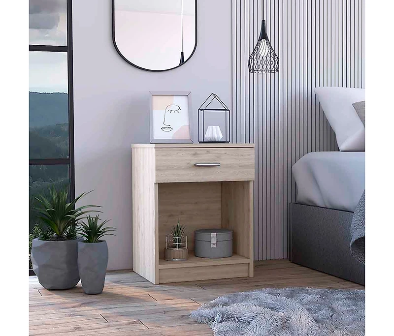 Streamdale Eco Nightstand, Superior Top, One Drawer, Lower Shelf
