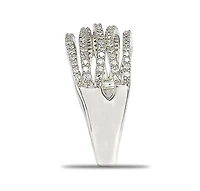 Suzy Levian Sterling Silver Cubic Zirconia Multi Row Ring