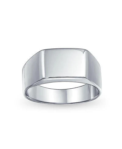 Bling Jewelry Simple Monogram Rectangle Shape Signet Band Ring .925 Sterling Silver