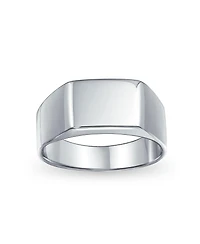 Bling Jewelry Simple Monogram Rectangle Shape Signet Band Ring .925 Sterling Silver