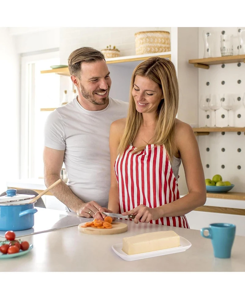 Zulay Kitchen Classic Style Porcelain White Butter Dish With Lid