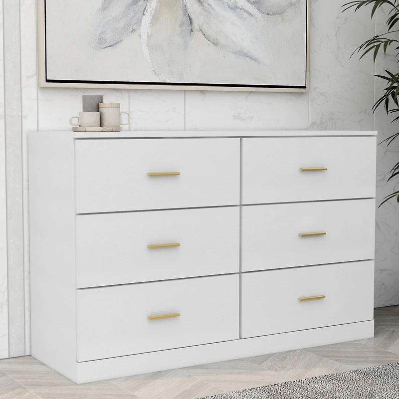 Streamdale Modern 6-Drawer Dresser Ample Storage, Sturdy & Safe