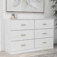 Streamdale Modern 6-Drawer Dresser Ample Storage, Sturdy & Safe