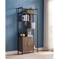 Simplie Fun Bookcase Walnut Oak Black