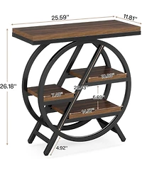 Tribesigns End Table Set of 2, 3-Tier Narrow Sofa Side Table with Storage for Living Room, Wood End Table with Geometric Metal Frame, Industrial Night