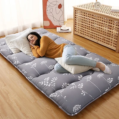 Caromio Futon Mattress Twin Size, Floral Print Floor Mattress Pad Portable Dorm Sleeping Pad, 39"x 80"