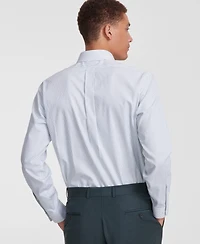 Men's Regular Fit Non-Iron Spread Collar Check Pinpoint Dress Shirt