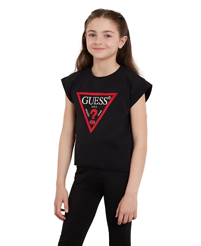 Guess Big Girls Foil Print Triangle Boxy T-shirt