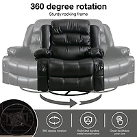 Streamdale Black Swivel Rocker Recliner with Massage, Heat & Usb Charge