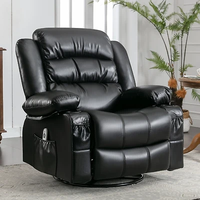 Streamdale Black Swivel Rocker Recliner with Massage, Heat & Usb Charge