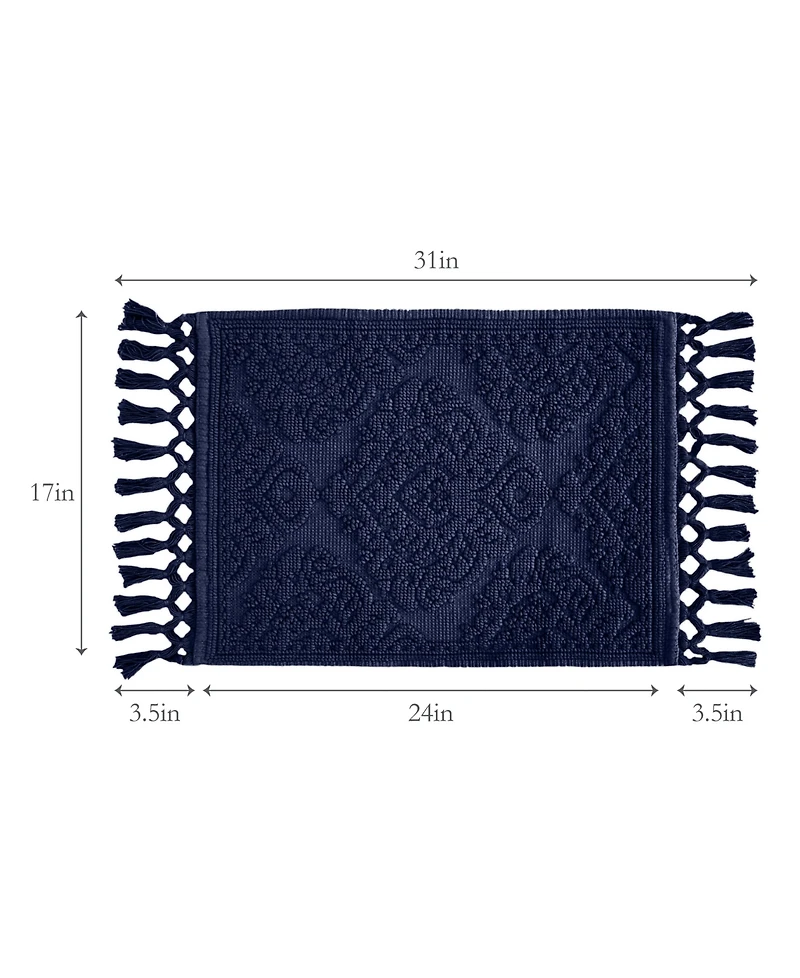 Jean Pierre New York Ricardo Fringe Cotton Bath Rug 17" x 31"