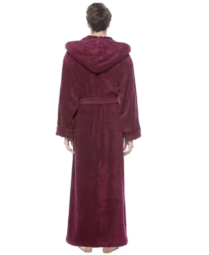Arus Men's Thick Full Ankle Length Hooded Turkish Cotton Bathrobe
