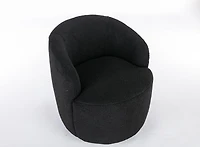 Streamdale Furniture Teddy Fabric Swivel Accent Armchair Barrel Chair With Black Powder Coating Metal Ring, Black