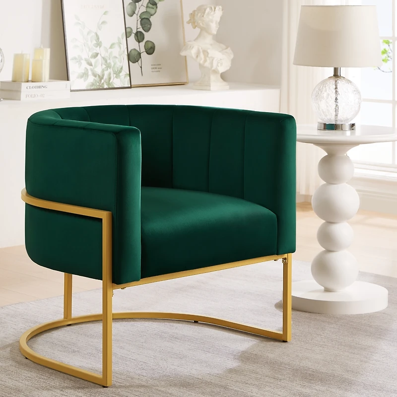 Simplie Fun Velvet Accent Chair with Mid Century Charm