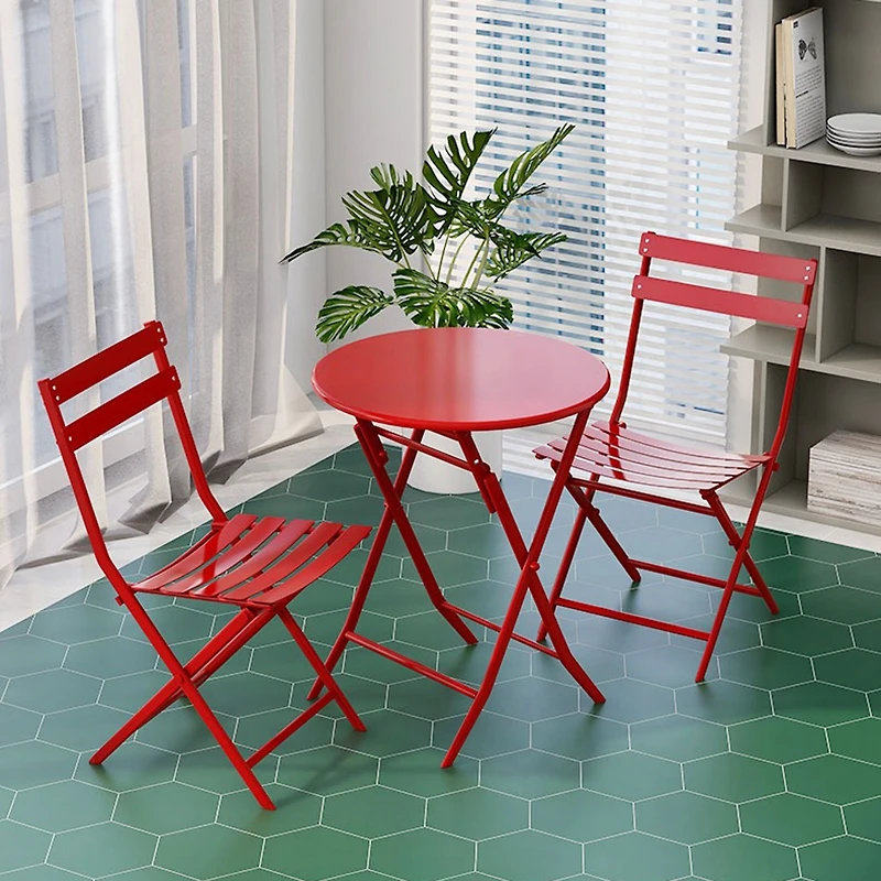 Streamdale 3 Piece Patio Bistro Set Of Foldable Round Table And Chairs