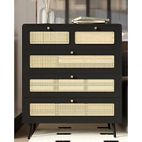 Streamdale Furniture Modern Rattan 4-Drawer Dresser with Metal Handles