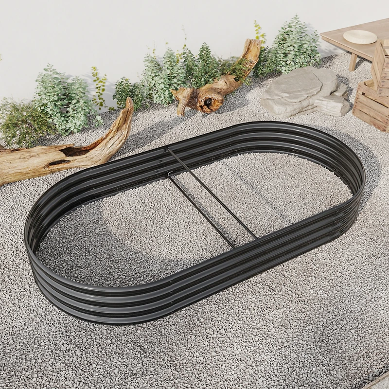 Large Metal Oval Raised Garden Bed