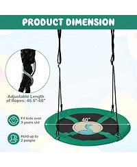 Vebreda Boys 40 Inches Saucer Tree Swing Round with Adjustable Ropes and Carabiners