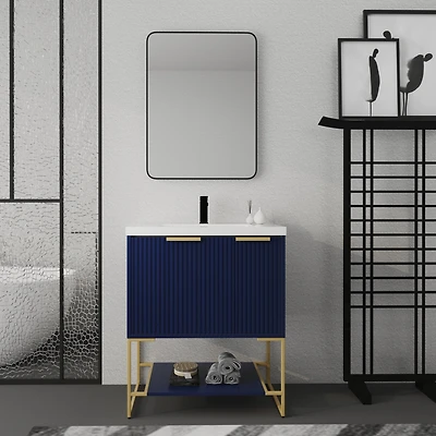 Streamdale 30 Inch Freestanding Bathroom Vanity With Resin Basin, 30x18