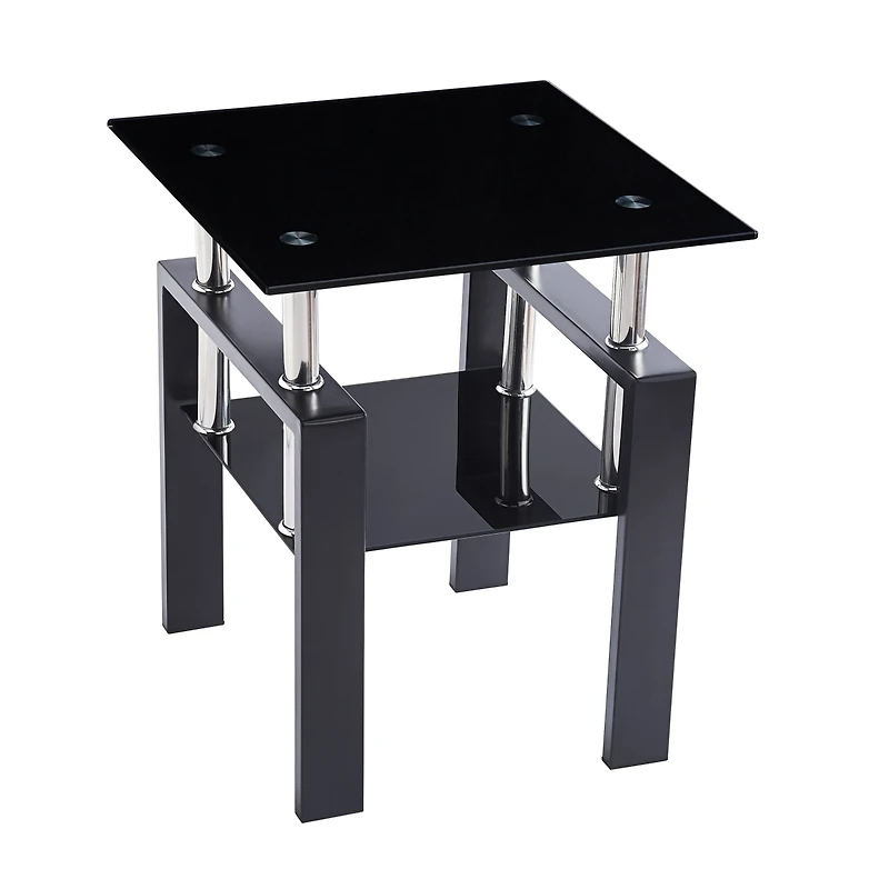Streamdale 2-Layer Tempered Glass End Table