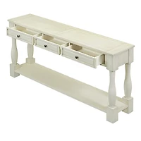 Streamdale 63" Long Navy Console Table with Drawers & Shelf